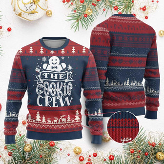 Funny The Cookie Crew Ugly Christmas Sweater Christmas Baking Team Gingerbread - Monsterry