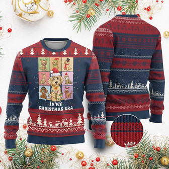 Funny Xmas Dog Ugly Christmas Sweater Santa Golden Doodle In My Christmas Era - Monsterry