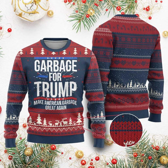 Garbage For Trump 2024 Ugly Christmas Sweater Make American Garbage Great Again - Monsterry