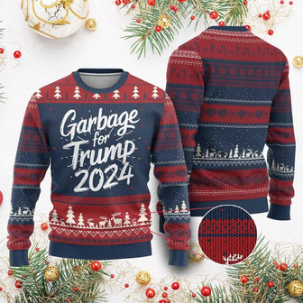 Garbage For Trump 2024 Ugly Christmas Sweater We Are Not Garbage Vote Trump - Monsterry