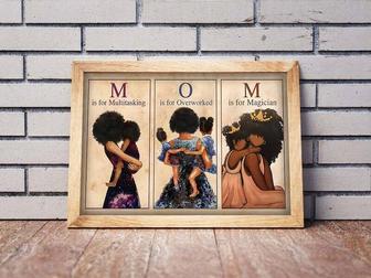 Heartfelt Mother Daughter Art Canvas - Afro Mom And Daughter Design For Mother's Day Gift | Familywalldecor