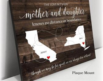 Touching Mother Daughter Art Canvas Personalized Gift For Mom Mother's Day Or Long Distance Connection | Familywalldecor