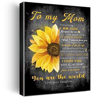 Meaningful Mother Daughter Art Canvas With Sunflower Print - Touching Gift For Mom From Daughter, Ideal For Living Room Or Bedroom | Familywalldecor