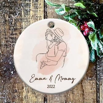 Personalized Mother Daughter Christmas Ornament Line Drawing Keepsake | Familywalldecor