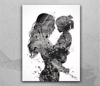 Touching Mother Daughter Canvas Art For New Mom - Baby Shower And Mother's Day Keepsake | Familywalldecor