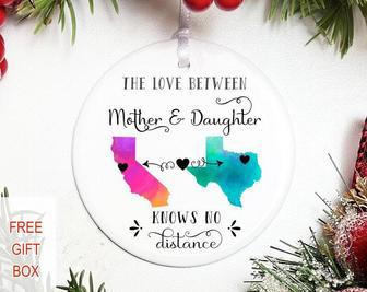 Personalized Mother Daughter Ornament With Hearts - Long Distance Gift For Christmas | Familywalldecor