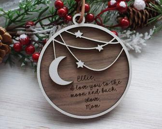 Personalized Mother Daughter Wooden Ornament - Moon And Back Design For Cherished Memories | Familywalldecor