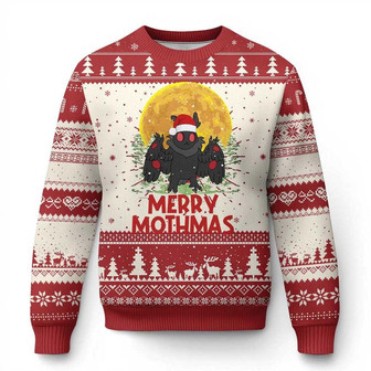 Mothman Xmas Ugly Christmas Sweater Funny Merry Mothmas Cryptid Santa - Monsterry