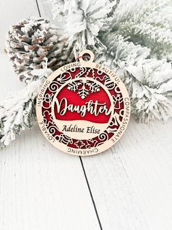 Touching Mother Daughter Art Wooden Ornament For Christmas Gift From Mom | Familywalldecor