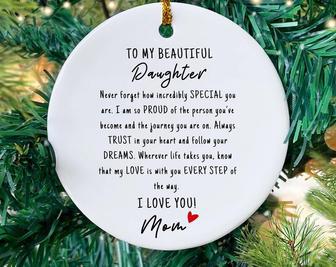 Touching Mother Daughter Art Keepsake Ornament For Christmas Graduation Or Birthday | Familywalldecor