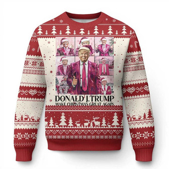 Xmas Trump Ugly Christmas Sweater Pink Trump Era Make Christmas Great Again - Monsterry