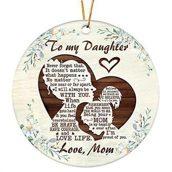 Mother Daughter Art Ceramic Christmas Ornament - From Mom Inspirational Gift For Her Birthday Or Thanksgiving | Familywalldecor UK