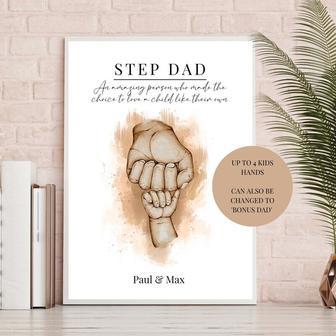 Personalized Step Dad Canvas Art - Touching Step Parent Gift For Living Room Decoration | Familywalldecor DE