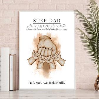 Personalized Step Dad Canvas Art - Touching Step Parent Gift For Living Room Decoration | Familywalldecor AU