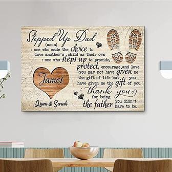 Personalized Step Dad Canvas - Thoughtful Father's Day & Birthday Gift - Meaningful Family Quote Wall Art For Living Room | Familywalldecor DE