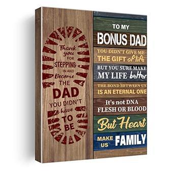 Heartfelt Canvas Wall Art For Bonus Dad Gifts - Home Office Decor | Familywalldecor DE