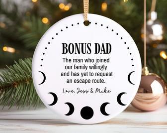 Personalized Christmas Step Dad Ornament - Custom Bonus Dad Gift For Father's Day Or Hanukkah | Familywalldecor