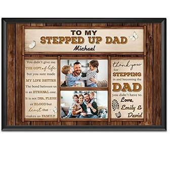 Heartfelt Step Dad Gifts Canvas - Personalized Photo Print For Birthdays & Christmas - Daughter And Son's Touching Gift | Familywalldecor DE