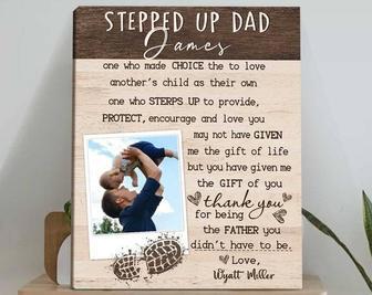 Heartfelt Personalized Canvas For Step Dad Gifts - Celebrate Bonus Dad On Father's Day Or Birthday With Custom Art From Daughter Or Son | Familywalldecor DE