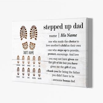 Personalized Step Dad Canvas Shoes Print Gift - Heartfelt Stepped Up Father’s Day Art For Living Room Decor | Familywalldecor DE