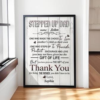 Heartfelt Step Dad Canvas Art - Personalized Gifts For Father's Day & Birthday From Son And Daughter | Familywalldecor DE