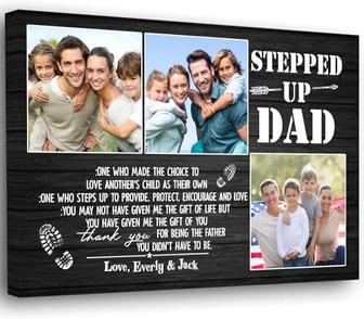 Thoughtful Step Dad Gifts Photo Collage Canvas For Father's Day Or Birthday - Personalized And Heartfelt From Kids | Familywalldecor DE