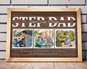 Heartfelt Step Dad Photo Collage Canvas - Personalized Gift From Kids For Father's Day Celebration | Familywalldecor DE