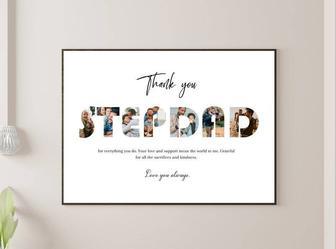 Step Dad Gifts: Personalized Photo Collage Canvas For Father's Day From Kids | Familywalldecor DE