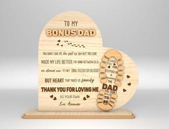 Heartfelt Wood Sign For Step Dad - Custom Father's Day Gift For Bonus Dad | Familywalldecor UK