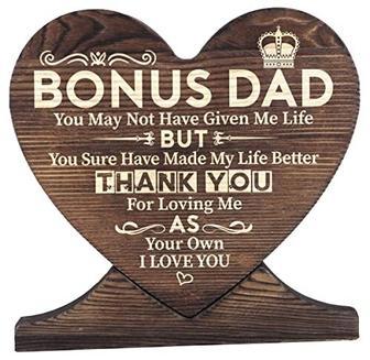 Touching Step Dad Gifts Wood Sign For Father's Day Birthday Christmas - Heartfelt Bonus Dad Plaque | Familywalldecor UK