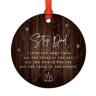 Rustic Step Dad Christmas Ornament - I Love You More Gift For Holiday DéCor | Familywalldecor