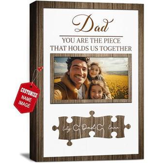 Step Dad Gifts Canvas With Puzzle Photo - Heartfelt Daddy Art From Daughters And Sons For Birthday Or Christmas | Familywalldecor DE