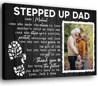 Step Dad Canvas Gifts - Personalized Father's Day Photo Collage For Stepdad's Living Room Decor | Familywalldecor DE