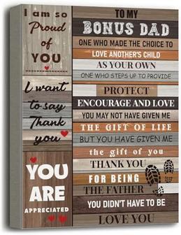 Personalized Step Dad Gifts 8x12 Canvas - Heartfelt Father's Day Wall Art For Step Dad Appreciation | Familywalldecor DE