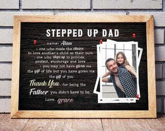 Step Dad Gifts: Thoughtful Personalized Canvas With Kids' Photo - Father’s Day Wall Art For Bonus Dad, Living Room Decor | Familywalldecor DE