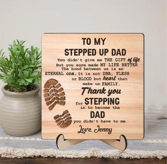 Personalized Step Dad Gifts Wood Sign With Touching Dad And Daughter Design For Thoughtful Father's Day Decor | Familywalldecor