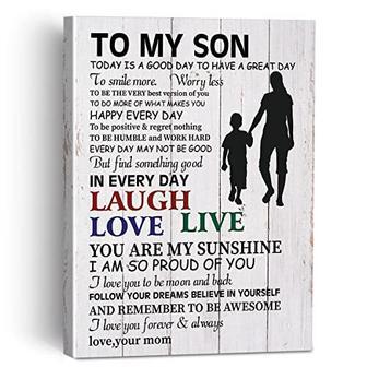 Rustic Mother Son Canvas With Positive Quote - Touching Gift For Living Room Or Bedroom | Familywalldecor DE