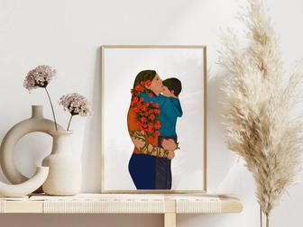 Heartfelt Mother & Son Canvas Wall Art For Kids Room - Personalized Touch For Motherhood | Familywalldecor UK