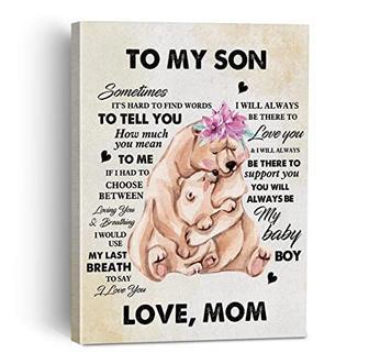 Heartfelt Mother Son Wall Art Canvas - Personalized Loving Message For Living Room And Bedroom DéCor | Familywalldecor