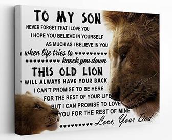 Inspirational Mother Son Wall Art - Lion Canvas For Boys Room Or Dorm - Heartfelt Gifts From Dad | Familywalldecor