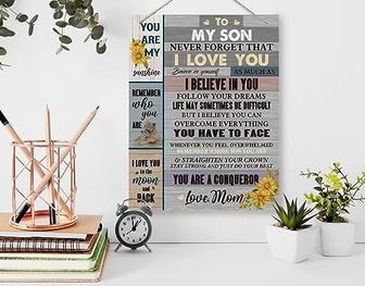 Inspirational Mother Son Wall Art For Kids Room - Personalized Canvas For Boy's Room Decor - Thanksgiving Christmas Birthday Gift From Mom To Son | Familywalldecor CA