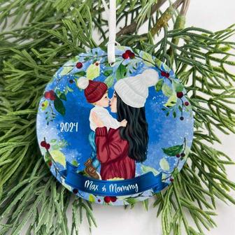 Touching Mother Son Christmas Ornament For Single Moms With Personalized Name | Familywalldecor UK