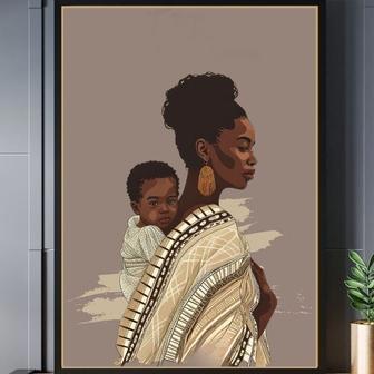 Heartfelt Mother Son Canvas - Afro American Family Art For Mom's Birthday Or New Mom Gift | Familywalldecor UK