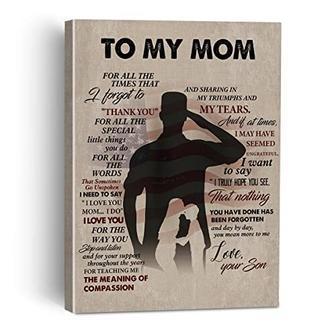 Heartfelt Mother Son Canvas Art - Personalized Gift From Soldier For Mom's Birthday Christmas Bedroom DéCor | Familywalldecor