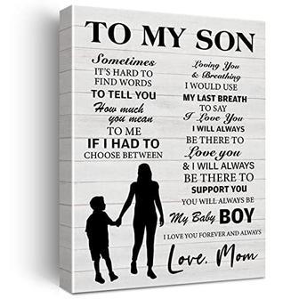 Inspirational Rustic Canvas - Mother Son Wall Art With 'I Love You Forever' Quote For Home DéCor, Thoughtful Gift From Mom | Familywalldecor DE