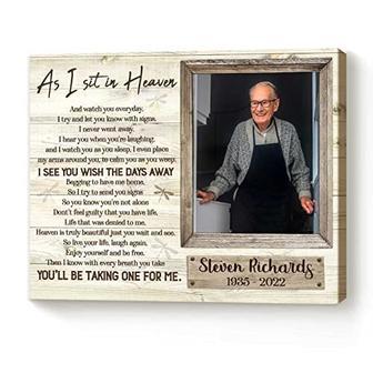 Heartfelt Memorial Canvas For Dad - Sympathy Gift For Father's Loss Featuring 'As I Sit In Heaven' Design | Familywalldecor DE