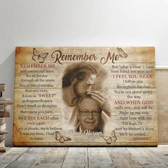 Custom Memorial Canvas For Dad - Jesus Memorial Gift With Custom Photo And Name Safe In Jesus' Arms For Bereavement | Familywalldecor CA