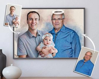 Personalized Memorial Canvas For Dad – Custom Oil Painting Style Portrait With Loved One Photo, Thoughtful Gift For Her | Familywalldecor CA