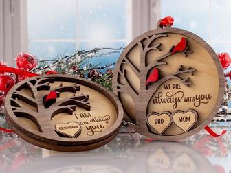 Personalized Memorial Tree Art Christmas Ornament - Remembrance Keepsake For Dad & Mom Tribute | Familywalldecor