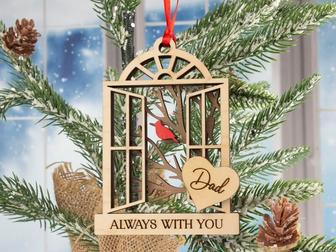 Thoughtful Memorial Tree Art: Personalized Cardinal Ornament For Christmas Dad & Mom Remembrance Gift | Familywalldecor